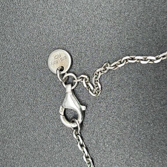 Sterling Leaf Wispy Oval Station Modernist Necklace Marked RCI 925 Italy 35in - Picture 6 of 15